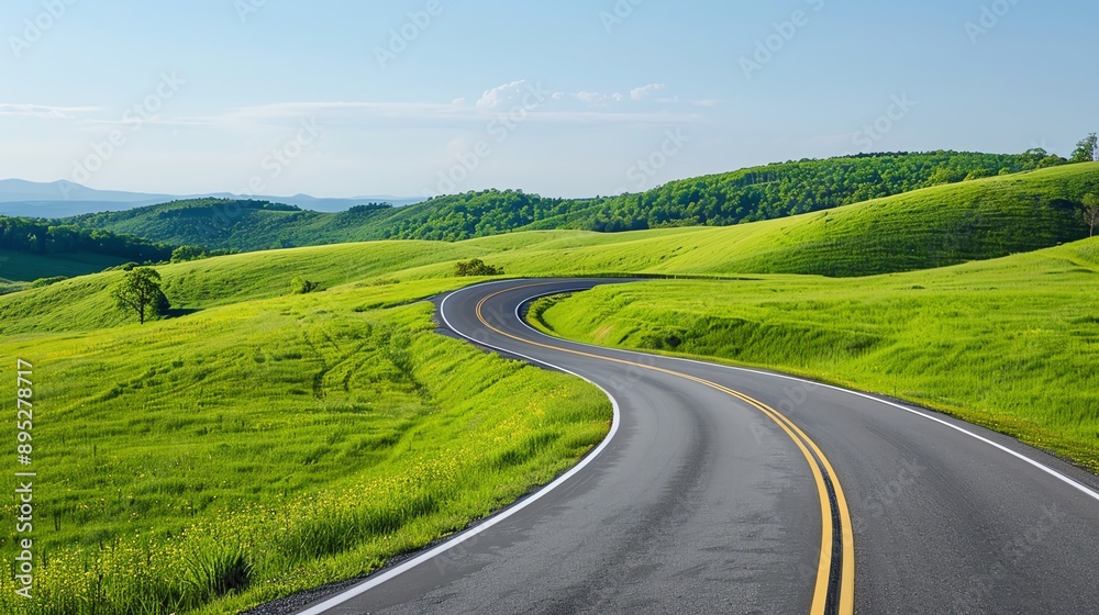 Freeway traversing varied terrain with a clear path, Freeway, Terrain ...