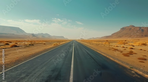 Long straight road in the desert