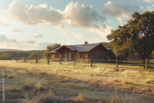 Exterior of a ranch style house photo