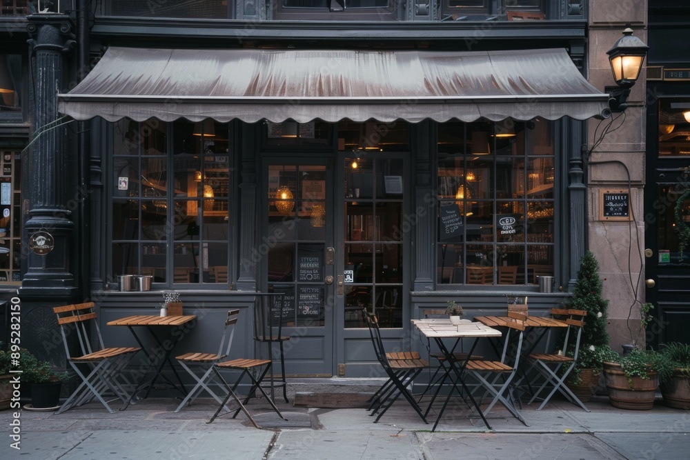 Naklejka premium Exterior of a cafe in a city