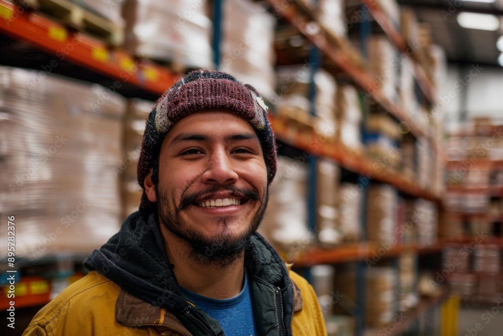 Portrait of a young male Mexican warehouse worker Portrait of a young male Mexican warehouse worker
