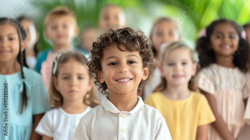 School-age children gathered for a ceremonial event, tradition and togetherness