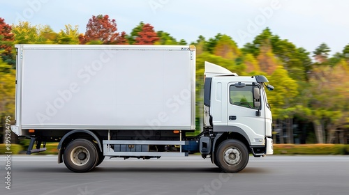 Truck performing customer drop-offs, reliable freight service photo