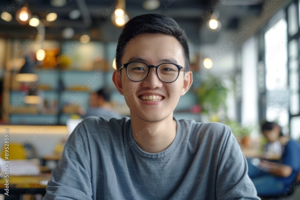 Portrait of a young male worker in startup company office Portrait of a young male worker in startup company office