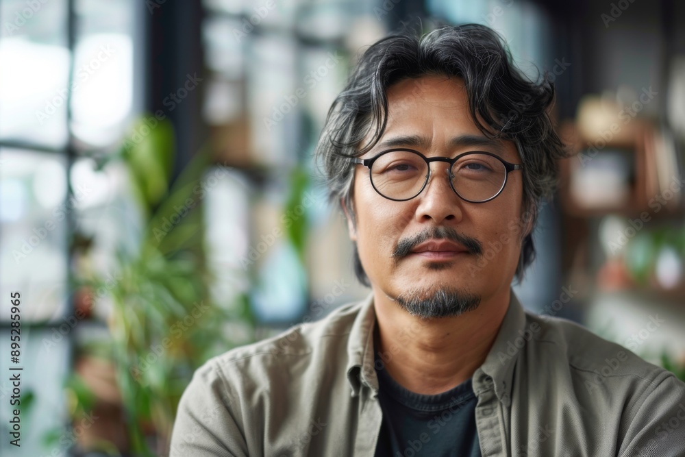 Portrait of a middle aged male worker in startup company office Portrait of a middle aged male worker in startup company office