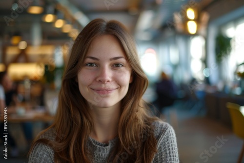 Portrait of a young female worker in startup company office