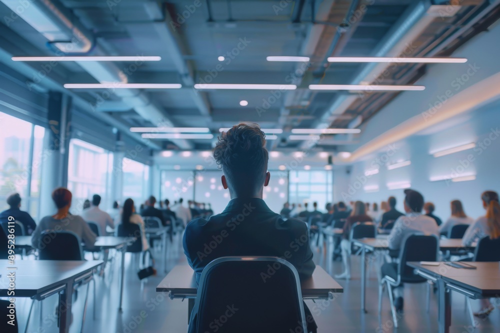 Fototapeta premium Corporate training session with an expert addressing