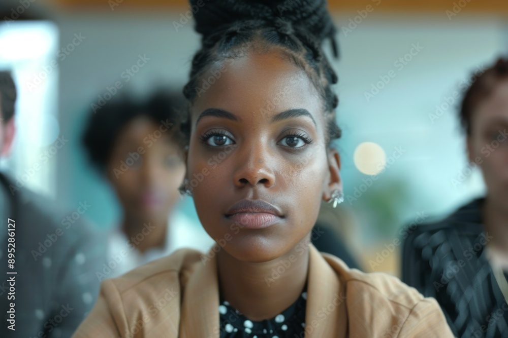 Young black businesswoman in focus during a office meeting Young black businesswoman in focus during a office meeting