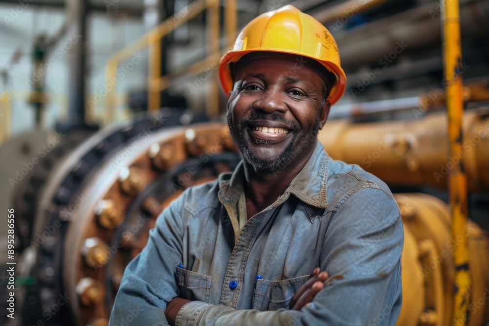 Portrait of a middle aged smiling male engineer at Hydroelectric Dam Portrait of a middle aged smiling male engineer at Hydroelectric Dam