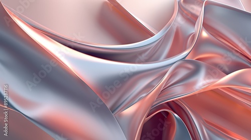 Abstract background with a modern and elegant feel, featuring flowing and swirling metallic shapes © AItist