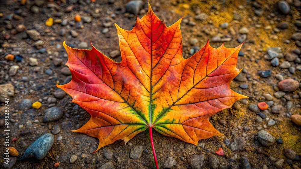 Vibrant autumn maple leaf lying on the ground , fall, foliage, seasonal, colorful, nature, close-up, detail, orange, red Vibrant autumn maple leaf lying on the ground , fall, foliage, seasonal, colorful, nature, close-up, detail, orange, red