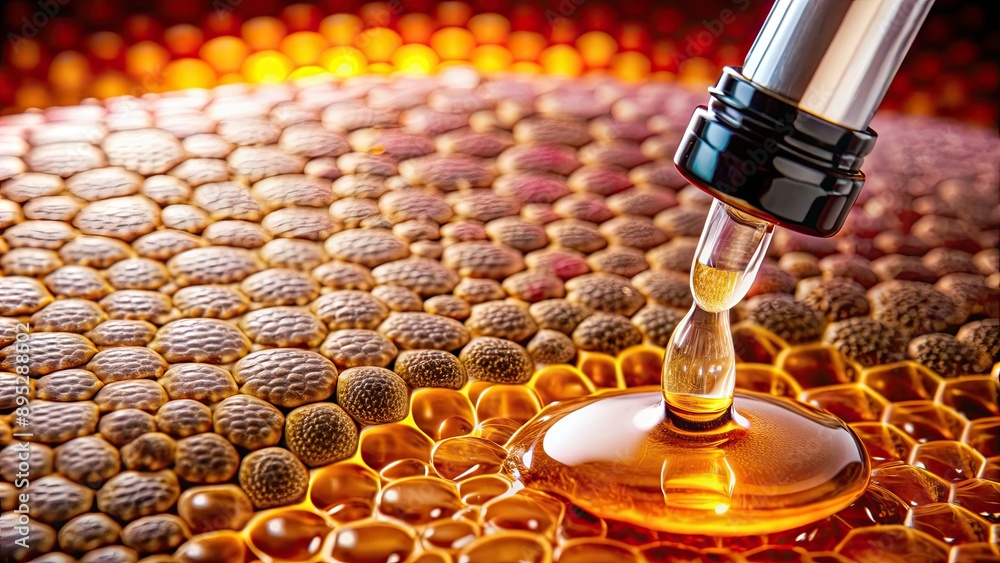 ภาพประกอบสต็อก Cosmetic serum oil drop on skin cell for skin repair and ...