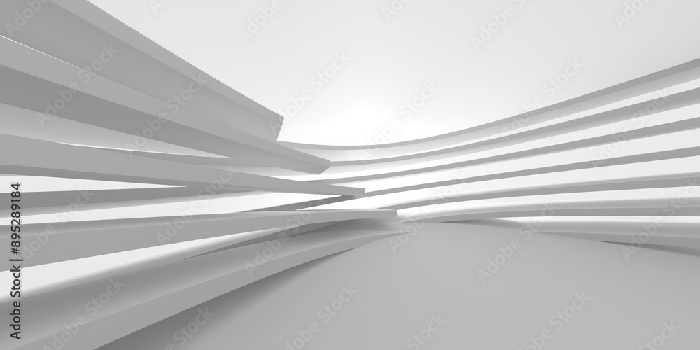 Obraz premium Futuristic white interior design. Empty room modern architecture