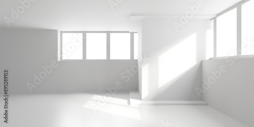 Wallpaper Mural Futuristic white interior design.  Empty room modern architecture Torontodigital.ca