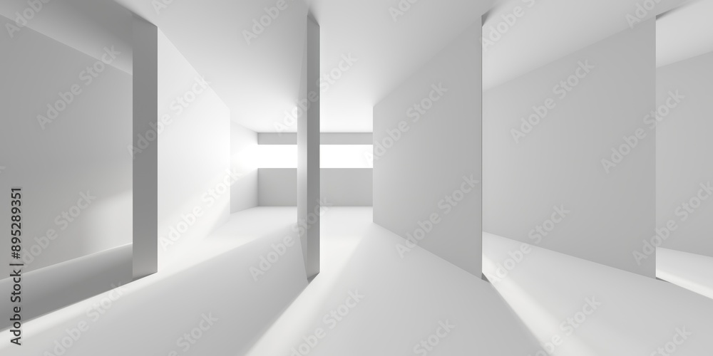 Fototapeta premium White elegant empty space. White wall room background. Abstract interior