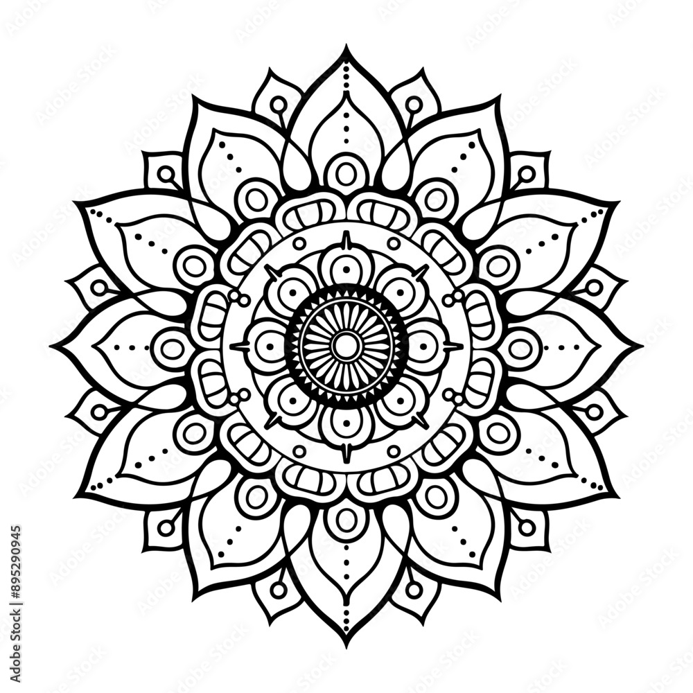 Ornamental luxury mandala pattern. Circular pattern in the form of a mandala. Henna tatoo mandala. Mehndi style. Coloring book page.