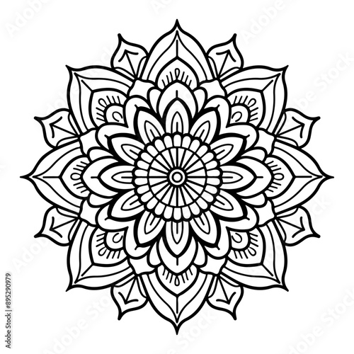 Mandala Pattern. Circular pattern in the form of a mandala. Henna tatoo mandala. Mehndi style. Coloring book page.