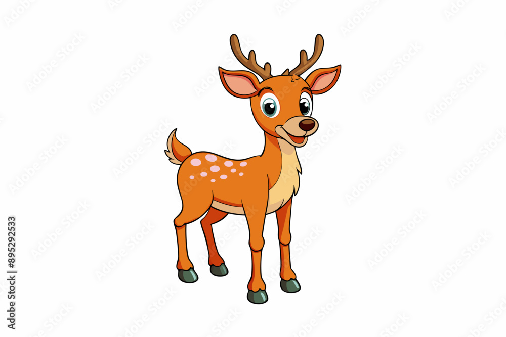 Fototapeta premium Funny Deer Vector Illustration with White Background Cartoons, Clipart, Line Art Design, Funny deer vector illustration with white background perfect for cartoons, clipart, and line art designs