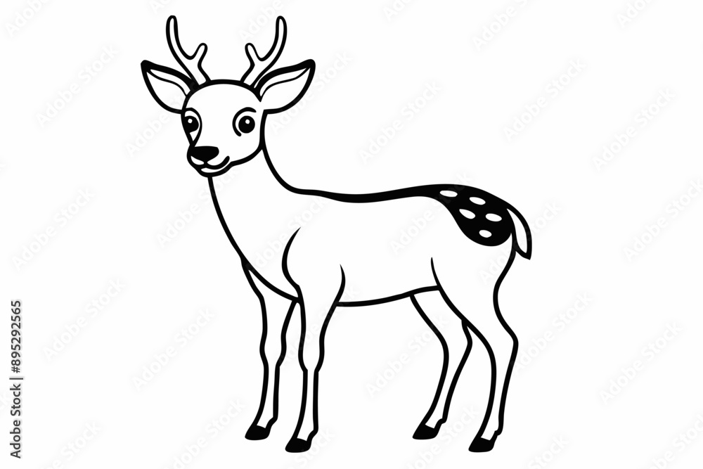 Fototapeta premium Funny Deer Vector Illustration with White Background Cartoons, Clipart, Line Art Design, Funny deer vector illustration with white background perfect for cartoons, clipart, and line art designs