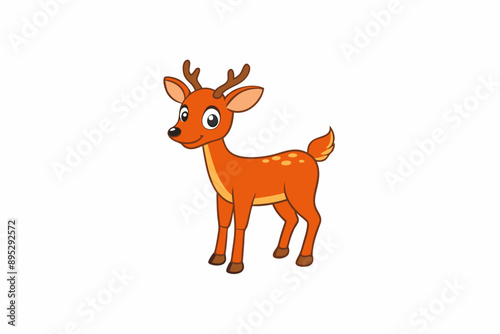 Funny Deer Vector Illustration with White Background Cartoons, Clipart, Line Art Design, Funny deer vector illustration with white background perfect for cartoons, clipart, and line art designs