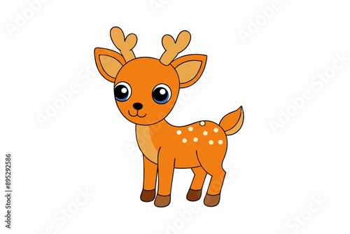 Funny Deer Vector Illustration with White Background Cartoons, Clipart, Line Art Design, Funny deer vector illustration with white background perfect for cartoons, clipart, and line art designs