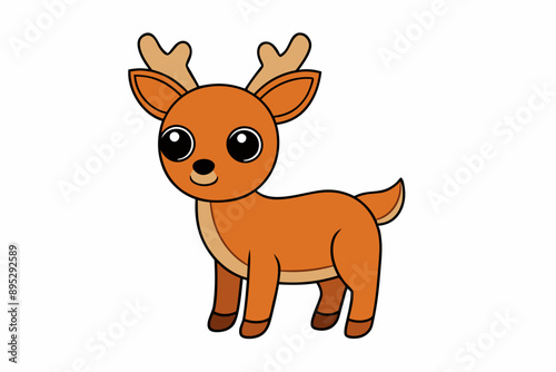 Funny Deer Vector Illustration with White Background Cartoons, Clipart, Line Art Design, Funny deer vector illustration with white background perfect for cartoons, clipart, and line art designs