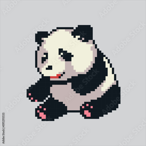 Pixel art illustration Panda. Pixelated Panda. Cute China Panda animal icon pixelated
for the pixel art game and icon for website and video game. old school retro.