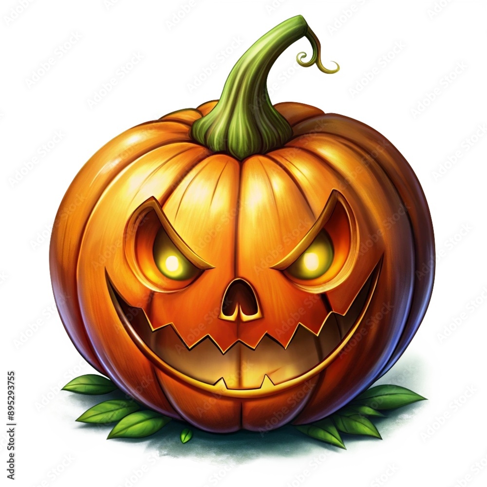 Fototapeta premium Pumpkin, ghost, jack-o'-lantern, tent on white background.