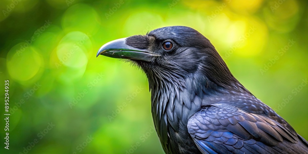Glossy black raven standing with a green out of focus background, raven, bird, black, glossy, feathers, dark, mysterious Glossy black raven standing with a green out of focus background, raven, bird, black, glossy, feathers, dark, mysterious
