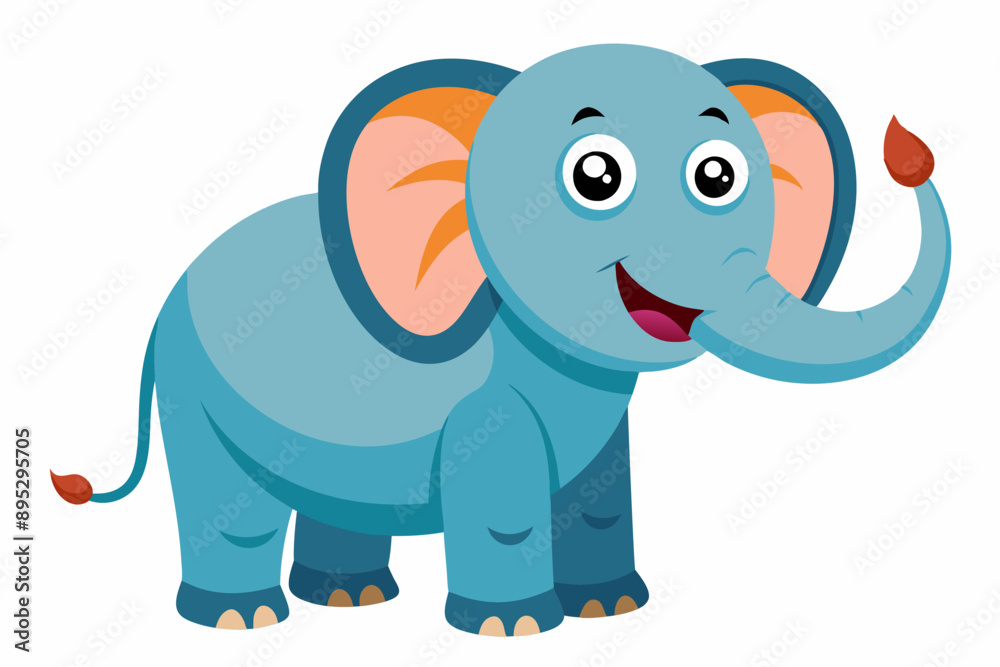 Fototapeta premium Funny Elephant Vector Illustration with White Background Cartoons, Clipart, Line Art Design, Funny elephant vector illustration with white background in cartoon, clipart, and line art styles.