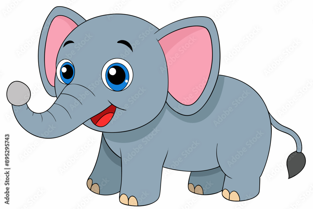 Naklejka premium Funny Elephant Vector Illustration with White Background Cartoons, Clipart, Line Art Design, Funny elephant vector illustration with white background in cartoon, clipart, and line art styles.