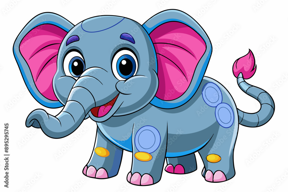 Obraz premium Funny Elephant Vector Illustration with White Background Cartoons, Clipart, Line Art Design, Funny elephant vector illustration with white background in cartoon, clipart, and line art styles.