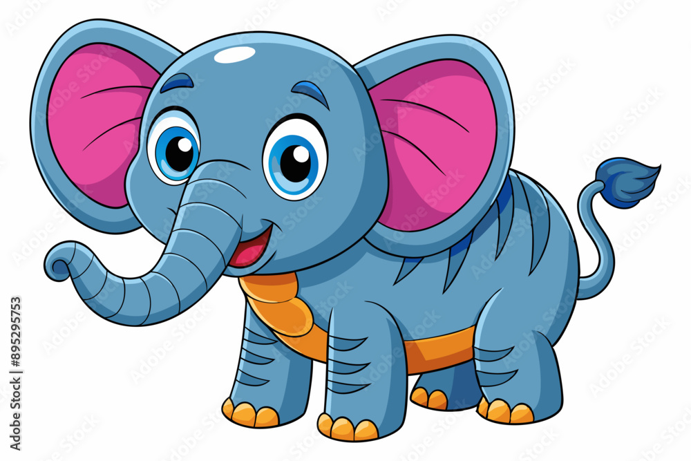 Naklejka premium Funny Elephant Vector Illustration with White Background Cartoons, Clipart, Line Art Design, Funny elephant vector illustration with white background in cartoon, clipart, and line art styles.