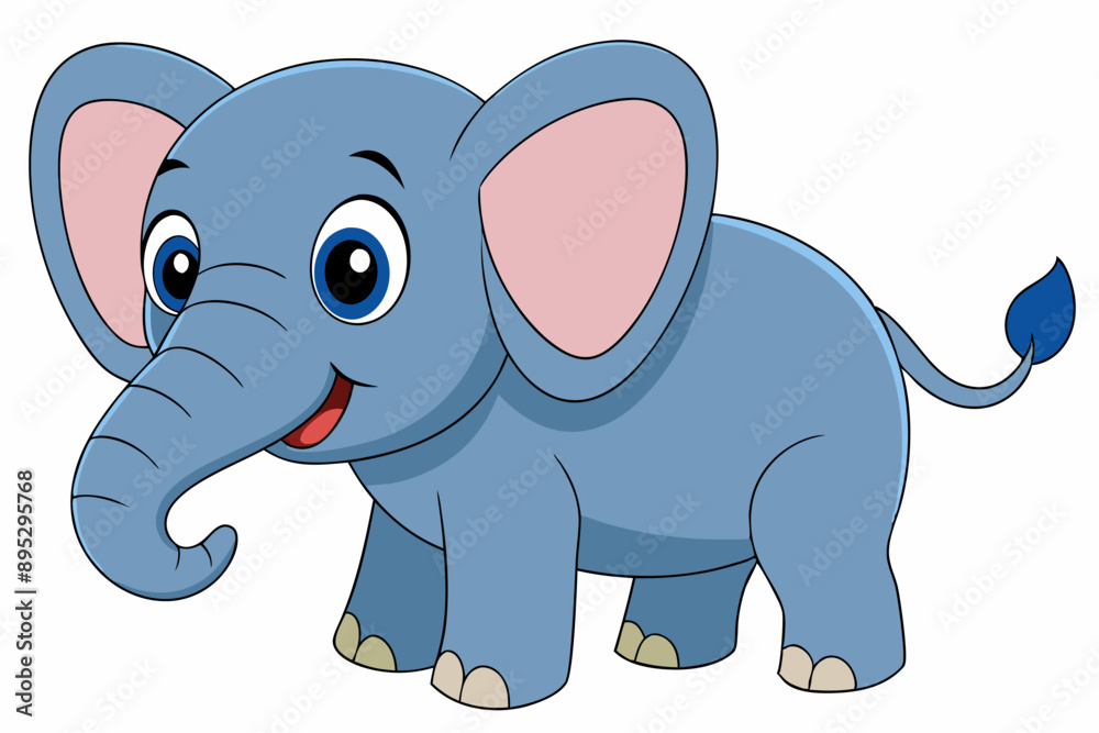Obraz premium Funny Elephant Vector Illustration with White Background Cartoons, Clipart, Line Art Design, Funny elephant vector illustration with white background in cartoon, clipart, and line art styles.