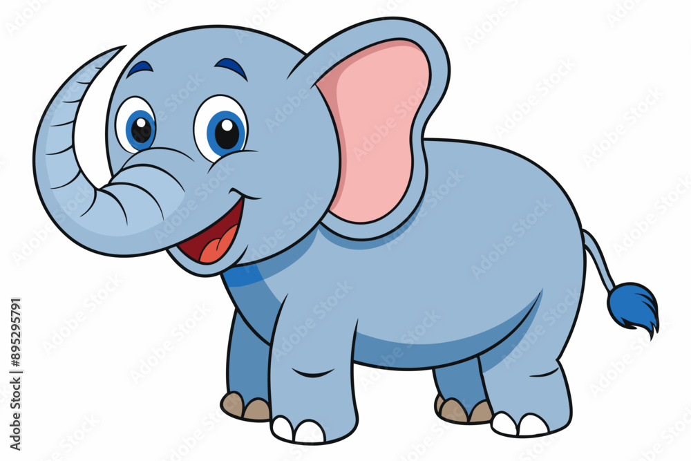 Fototapeta premium Funny Elephant Vector Illustration with White Background Cartoons, Clipart, Line Art Design, Funny elephant vector illustration with white background in cartoon, clipart, and line art styles.