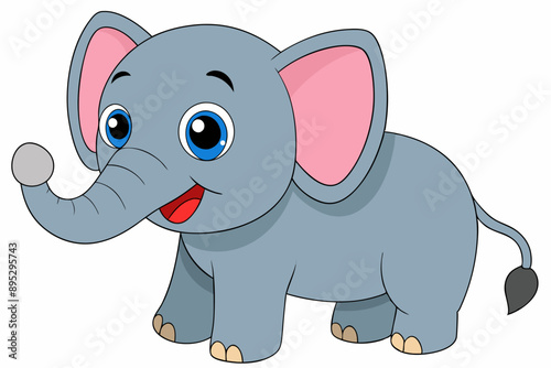 Funny Elephant Vector Illustration with White Background Cartoons, Clipart, Line Art Design, Funny elephant vector illustration with white background in cartoon, clipart, and line art styles.