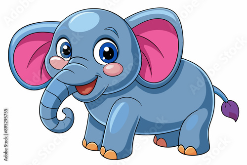 Funny Elephant Vector Illustration with White Background Cartoons, Clipart, Line Art Design, Funny elephant vector illustration with white background in cartoon, clipart, and line art styles.