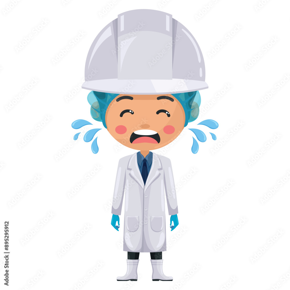 Crying supervisor symbolizing the humanity and vulnerability of engineers, highlighting the emotional stress and mental burden they face in their daily work. Food industry engineer. Chief food safety Crying supervisor symbolizing the humanity and vulnerability of engineers, highlighting the emotional stress and mental burden they face in their daily work. Food industry engineer. Chief food safety