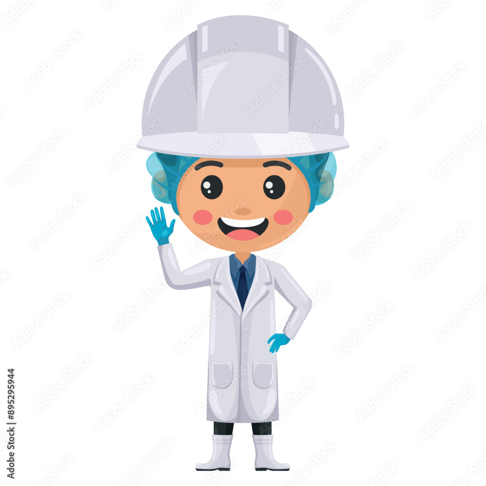 Quality control supervisor in food waving hello. Effective communication and collaboration in the food industry. Food industry engineer. Chief food safety. Safety in food production and processing Quality control supervisor in food waving hello. Effective communication and collaboration in the food industry. Food industry engineer. Chief food safety. Safety in food production and processing