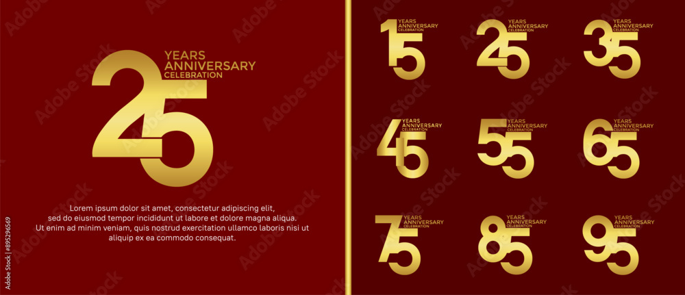 anniversary logo style set with gold color can be use for celebration moment anniversary logo style set with gold color can be use for celebration moment