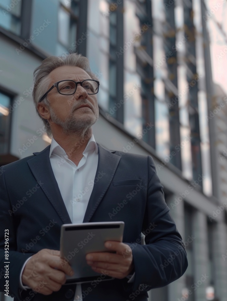 A person holding a tablet computer, suitable for technology and business concepts A person holding a tablet computer, suitable for technology and business concepts