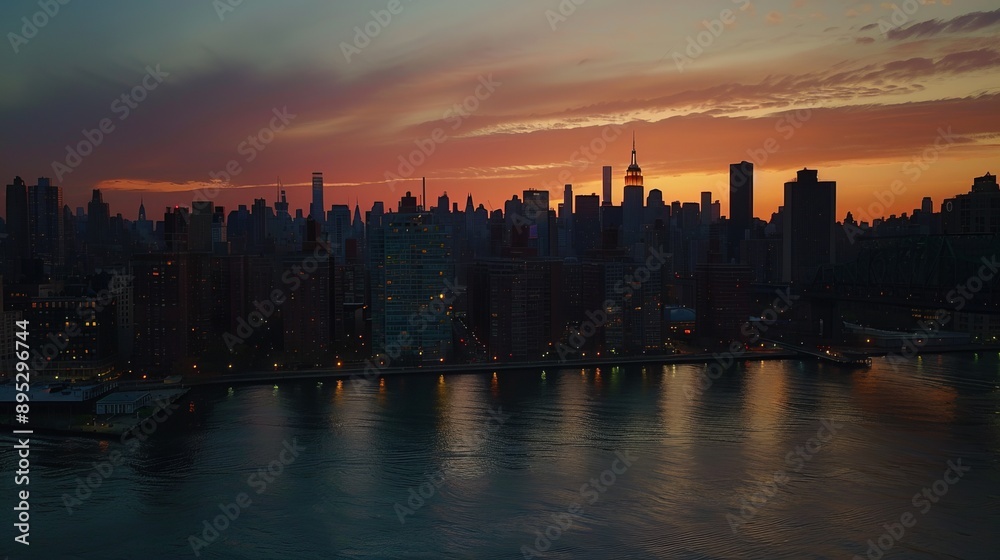 Fototapeta premium New York City skyline skyscraper of Manhattan real estate with Central Park aerial view photo in the United States