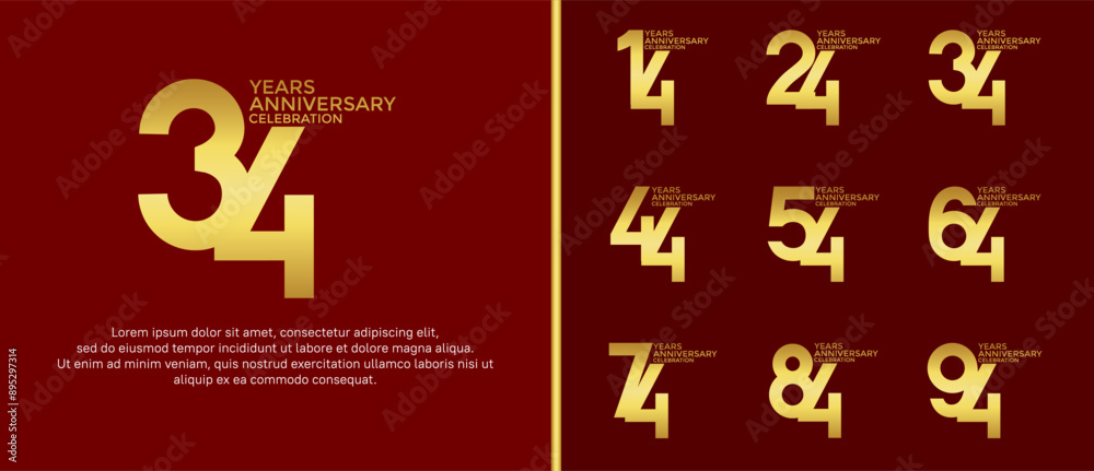 anniversary logo style set with gold color can be use for celebration moment anniversary logo style set with gold color can be use for celebration moment