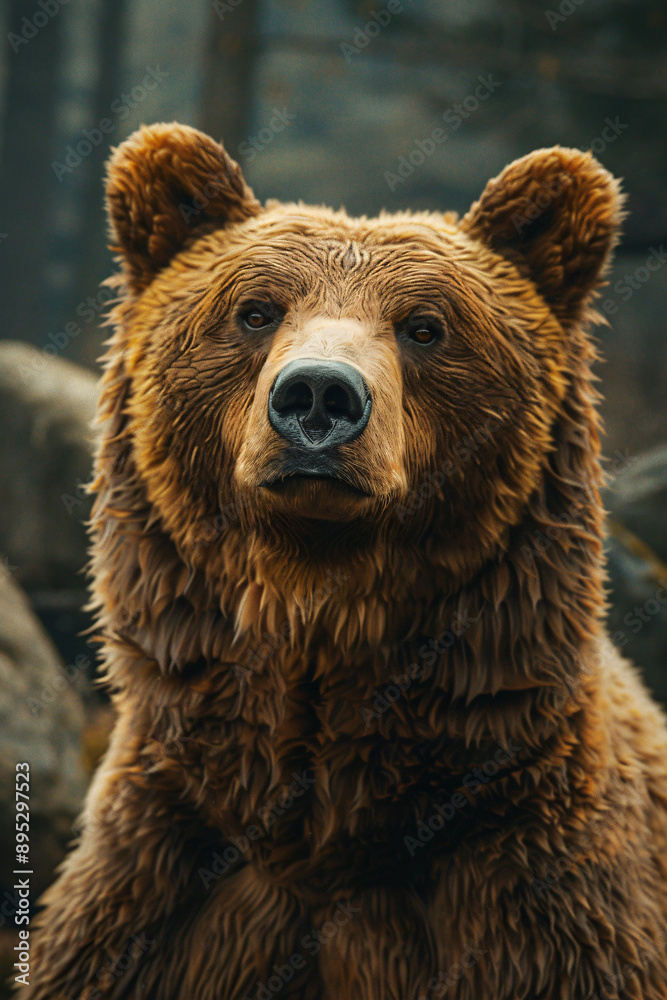 Grizzly Gaze: A portrait of power and majesty, capturing the intense stare of a wild brown bear in its natural habitat. Grizzly Gaze: A portrait of power and majesty, capturing the intense stare of a wild brown bear in its natural habitat.