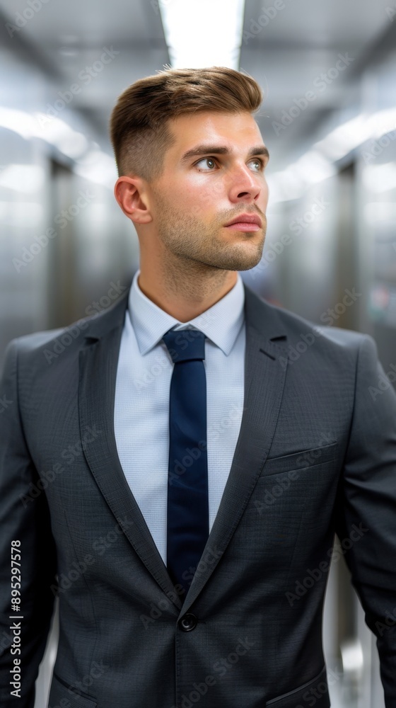 Professional business traveler navigating airport security, sleek design with ample copy space, clear focus on subject, immersive depth creating a dynamic scene. Professional business traveler navigating airport security, sleek design with ample copy space, clear focus on subject, immersive depth creating a dynamic scene.