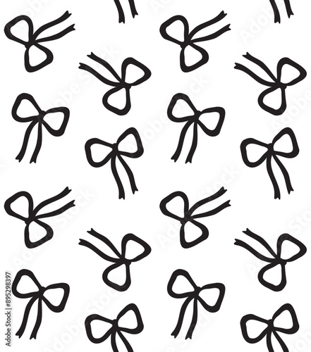 Vector seamless pattern of hand drawn sketch doodle outline bow tie isolated on white background