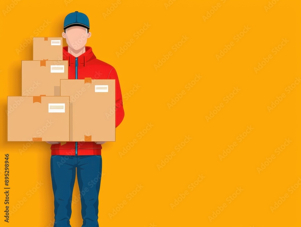 Courier Express Delivery Illustration, vibrant flat design depicting a delivery vehicle in front view, ample copy space for text, showcasing a dynamic and engaging visual narrative. Courier Express Delivery Illustration, vibrant flat design depicting a delivery vehicle in front view, ample copy space for text, showcasing a dynamic and engaging visual narrative.