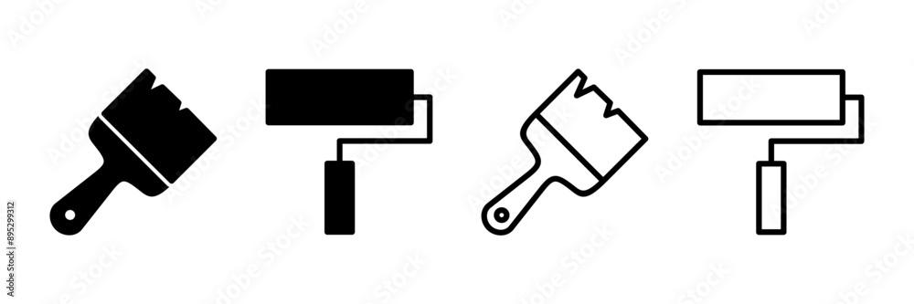 Paint icon vector isolated on white background. Paint brush vector icon. Paint roller icon Paint icon vector isolated on white background. Paint brush vector icon. Paint roller icon