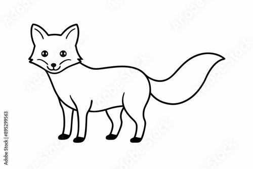 Funny Fox Vector Illustration Cartoon, Clipart, And Line Art Design, Playful Fox vector illustration with white background, perfect for cartoons, clipart, and line art designs.