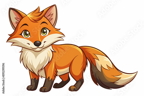 Funny Fox Vector Illustration Cartoon, Clipart, And Line Art Design, Playful Fox vector illustration with white background, perfect for cartoons, clipart, and line art designs.